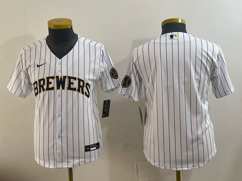 Youth 2026 Milwaukee Brewers blank white Game Nike MLB Jersey 0823002